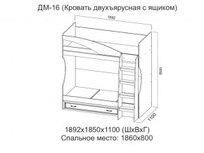 ДМ-16 Кровать двухъярусная с ящиком в Верхней Туре - verhnyaya-tura.магазин96.com | фото