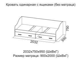 Кровать одинарная с ящиками (Без матраца 0,9*2,0) в Верхней Туре - verhnyaya-tura.магазин96.com | фото